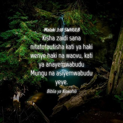 Picture 04 - Malaki 3:18 SWHULB - Kisha zaidi sana nitatofautisha kati ya haki - Bible Verse Picture