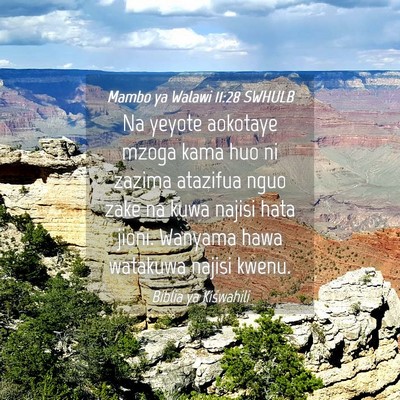 Picture 04 - Mambo ya Walawi 11:28 SWHULB - Na yeyote aokotaye mzoga kama huo ni zazima - Bible Verse Picture