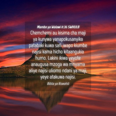 Picture 04 - Mambo ya Walawi 11:36 SWHULB - Chemchemi au kisima cha maji ya kunywa - Bible Verse Picture