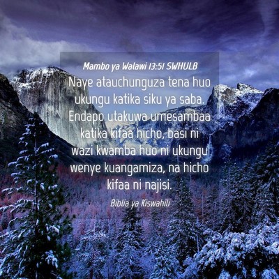 Picture 04 - Mambo ya Walawi 13:51 SWHULB - Naye atauchunguza tena huo ukungu katika siku ya - Bible Verse Picture