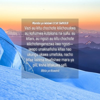 Picture 04 - Mambo ya Walawi 13:58 SWHULB - Vazi au kitu chochote kilichosukwa au kufumwa - Bible Verse Picture