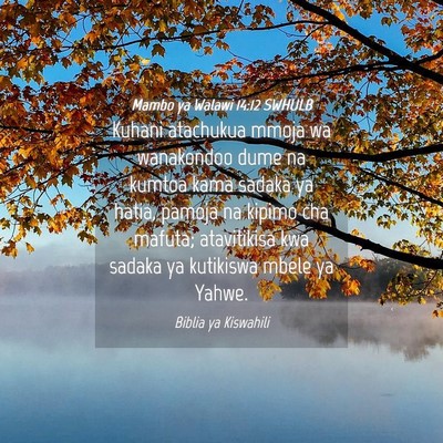 Picture 04 - Mambo ya Walawi 14:12 SWHULB - Kuhani atachukua mmoja wa wanakondoo dume na - Bible Verse Picture