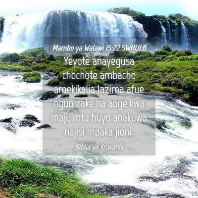 Picture 04 - Mambo ya Walawi 15:22 SWHULB - Yeyote anayegusa chochote ambacho amekikalia - Bible Verse Picture