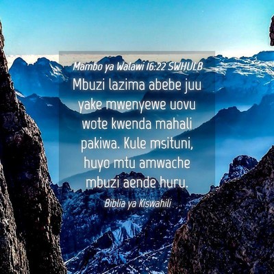 Picture 04 - Mambo ya Walawi 16:22 SWHULB - Mbuzi lazima abebe juu yake mwenyewe uovu wote - Bible Verse Picture