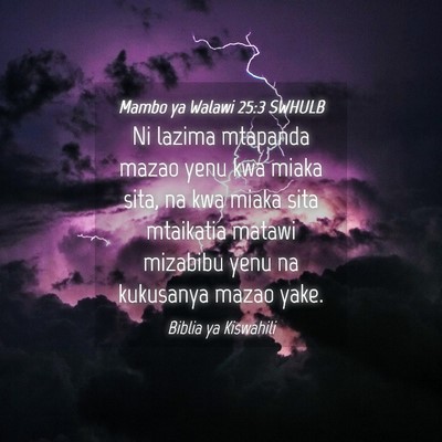 Picture 04 - Mambo ya Walawi 25:3 SWHULB - Ni lazima mtapanda mazao yenu kwa miaka sita, na - Bible Verse Picture