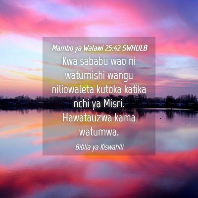 Picture 04 - Mambo ya Walawi 25:42 SWHULB - Kwa sababu wao ni watumishi wangu niliowaleta - Bible Verse Picture