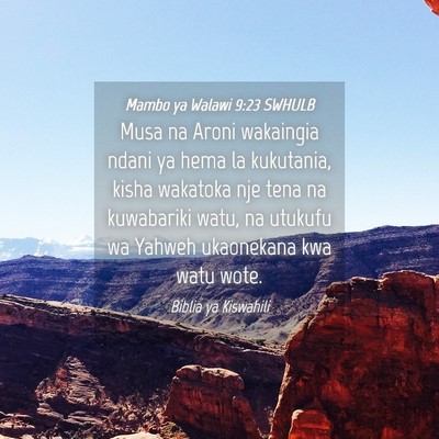Picture 04 - Mambo ya Walawi 9:23 SWHULB - Musa na Aroni wakaingia ndani ya hema la - Bible Verse Picture
