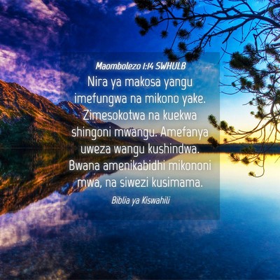 Picture 04 - Maombolezo 1:14 SWHULB - Nira ya makosa yangu imefungwa na mikono yake. - Bible Verse Picture