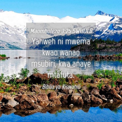 Picture 04 - Maombolezo 3:25 SWHULB - Yahweh ni mwema kwao wanao msubiri, kwa anaye - Bible Verse Picture