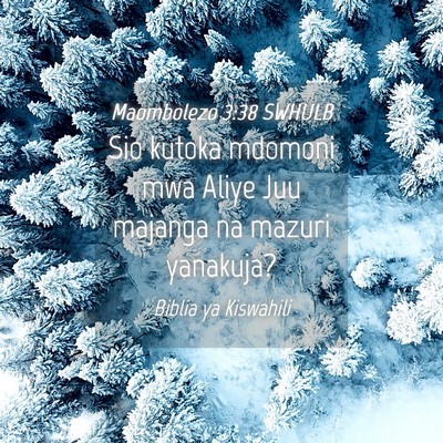 Picture 04 - Maombolezo 3:38 SWHULB - Sio kutoka mdomoni mwa Aliye Juu majanga na - Bible Verse Picture