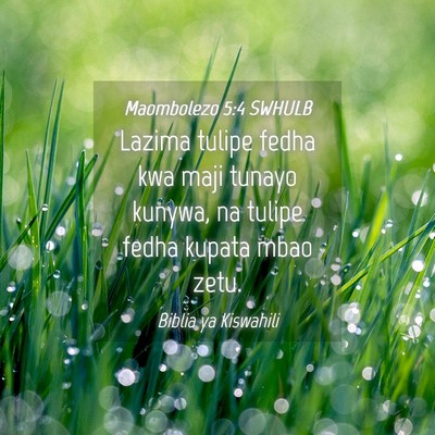 Picture 04 - Maombolezo 5:4 SWHULB - Lazima tulipe fedha kwa maji tunayo kunywa, na - Bible Verse Picture