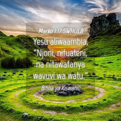 Picture 04 - Marko 1:17 SWHULB - Yesu aliwaambia, “Njoni, nifuateni, na - Bible Verse Picture