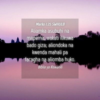 Picture 04 - Marko 1:35 SWHULB - Aliamka asubuhi na mapema, wakati ilikuwa bado - Bible Verse Picture