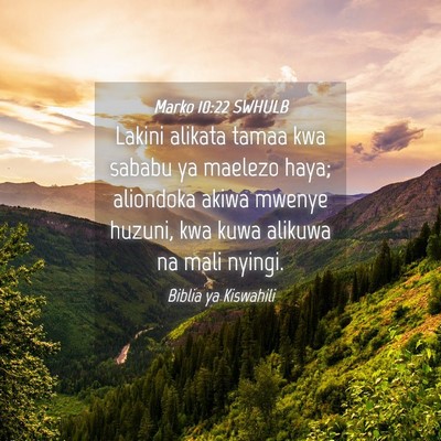 Picture 04 - Marko 10:22 SWHULB - Lakini alikata tamaa kwa sababu ya maelezo haya; - Bible Verse Picture