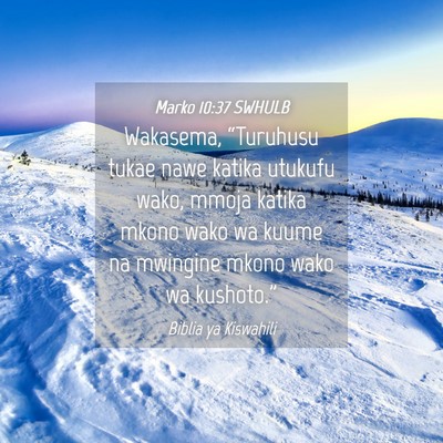 Picture 04 - Marko 10:37 SWHULB - Wakasema, “Turuhusu tukae nawe katika utukufu - Bible Verse Picture