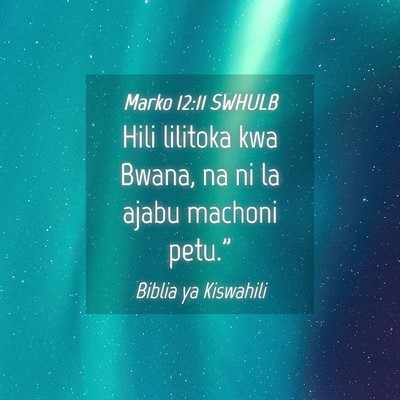 Picture 04 - Marko 12:11 SWHULB - Hili lilitoka kwa Bwana, na ni la ajabu machoni - Bible Verse Picture