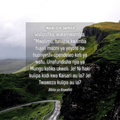Picture 04 - Marko 12:14 SWHULB - Walipofika, wakamwambia, “Mwalimu, tunajua - Bible Verse Picture