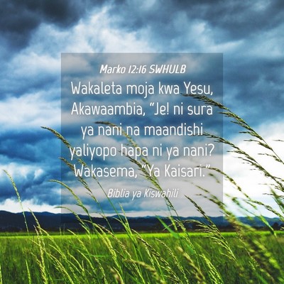 Picture 04 - Marko 12:16 SWHULB - Wakaleta moja kwa Yesu, Akawaambia, “Je! ni - Bible Verse Picture