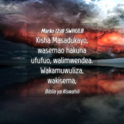 Picture 04 - Marko 12:18 SWHULB - Kisha Masadukayo, wasemao hakuna ufufuo, - Bible Verse Picture