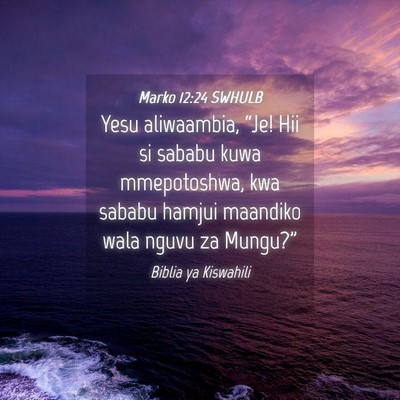 Picture 04 - Marko 12:24 SWHULB - Yesu aliwaambia, “Je! Hii si sababu kuwa - Bible Verse Picture