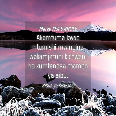 Picture 04 - Marko 12:4 SWHULB - Akamtuma kwao mtumishi mwingine, wakamjeruhi - Bible Verse Picture