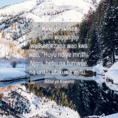 Picture 04 - Marko 12:7 SWHULB - Lakini wapangaji walisemezana wao kwa wao, - Bible Verse Picture