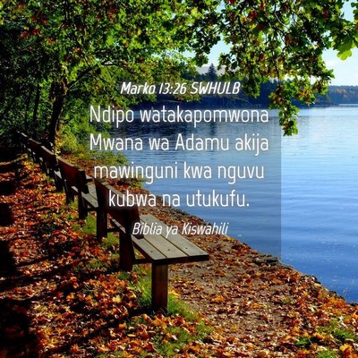 Picture 04 - Marko 13:26 SWHULB - Ndipo watakapomwona Mwana wa Adamu akija - Bible Verse Picture