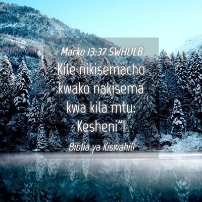 Picture 04 - Marko 13:37 SWHULB - Kile nikisemacho kwako nakisema kwa kila mtu: - Bible Verse Picture