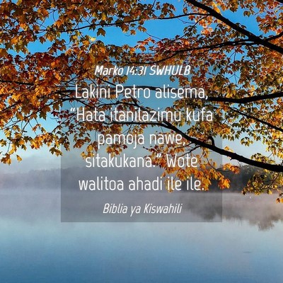 Picture 04 - Marko 14:31 SWHULB - Lakini Petro alisema, “Hata itanilazimu kufa - Bible Verse Picture