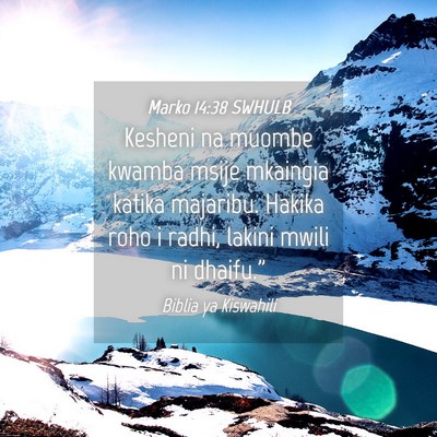 Picture 04 - Marko 14:38 SWHULB - Kesheni na muombe kwamba msije mkaingia katika - Bible Verse Picture