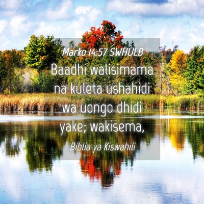 Picture 04 - Marko 14:57 SWHULB - Baadhi walisimama na kuleta ushahidi wa uongo - Bible Verse Picture