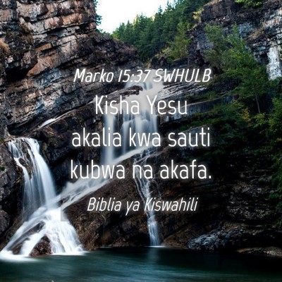 Picture 04 - Marko 15:37 SWHULB - Kisha Yesu akalia kwa sauti kubwa na - Bible Verse Picture