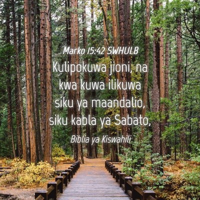 Picture 04 - Marko 15:42 SWHULB - Kulipokuwa jioni, na kwa kuwa ilikuwa siku ya - Bible Verse Picture