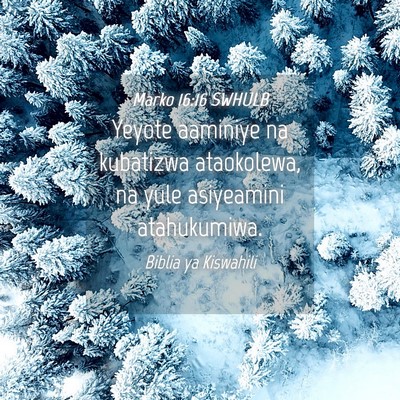 Picture 04 - Marko 16:16 SWHULB - Yeyote aaminiye na kubatizwa ataokolewa, na yule - Bible Verse Picture