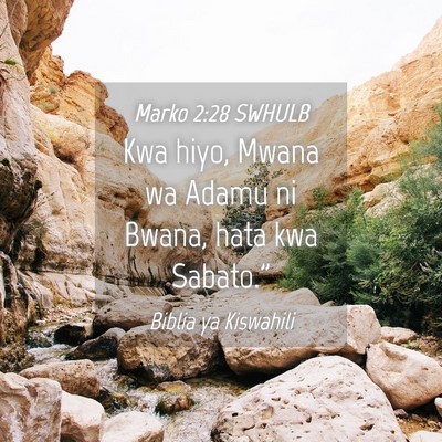Picture 04 - Marko 2:28 SWHULB - Kwa hiyo, Mwana wa Adamu ni Bwana, hata kwa - Bible Verse Picture
