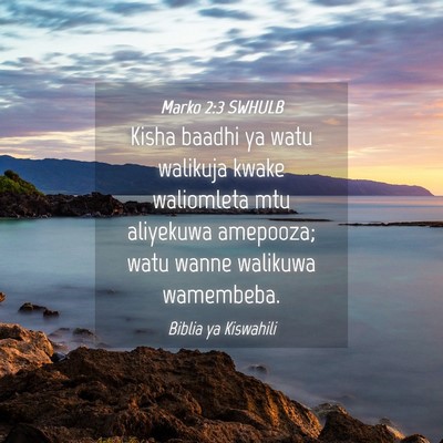 Picture 04 - Marko 2:3 SWHULB - Kisha baadhi ya watu walikuja kwake waliomleta - Bible Verse Picture