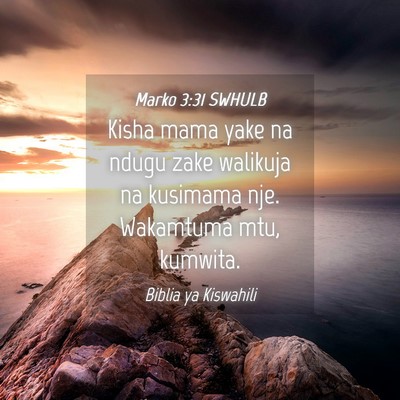 Picture 04 - Marko 3:31 SWHULB - Kisha mama yake na ndugu zake walikuja na - Bible Verse Picture