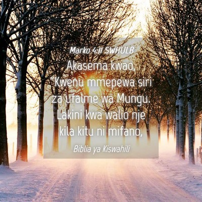 Picture 04 - Marko 4:11 SWHULB - Akasema kwao, “Kwenu mmepewa siri za ufalme wa - Bible Verse Picture