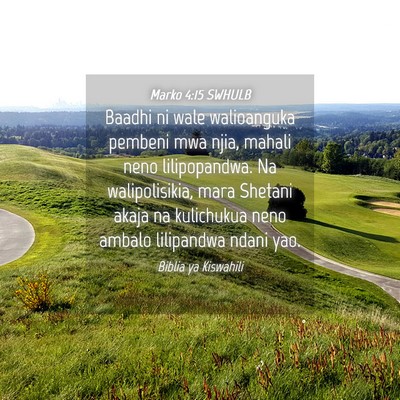 Picture 04 - Marko 4:15 SWHULB - Baadhi ni wale walioanguka pembeni mwa njia, - Bible Verse Picture