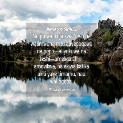 Picture 04 - Marko 5:15 SWHULB - Ndipo walikuja kwa Yesu na walimwona mtu - Bible Verse Picture