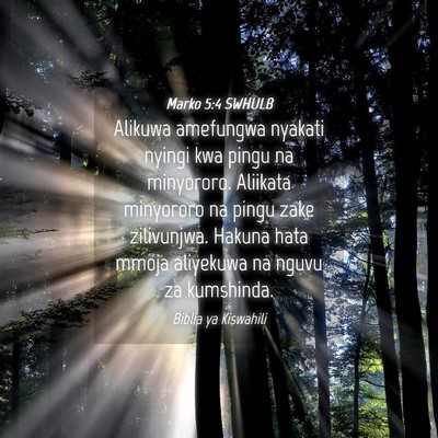 Picture 04 - Marko 5:4 SWHULB - Alikuwa amefungwa nyakati nyingi kwa pingu na - Bible Verse Picture