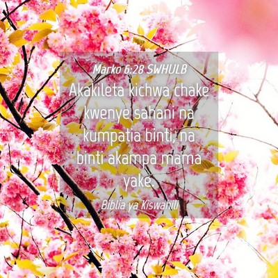Picture 04 - Marko 6:28 SWHULB - Akakileta kichwa chake kwenye sahani na kumpatia - Bible Verse Picture
