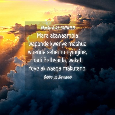 Picture 04 - Marko 6:45 SWHULB - Mara akawaambia wapande kwenye mashua waende - Bible Verse Picture