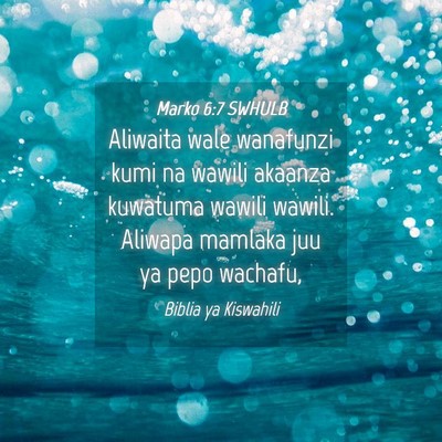 Picture 04 - Marko 6:7 SWHULB - Aliwaita wale wanafunzi kumi na wawili akaanza - Bible Verse Picture