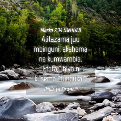 Picture 04 - Marko 7:34 SWHULB - Alitazama juu mbinguni, akahema na kumwambia, - Bible Verse Picture