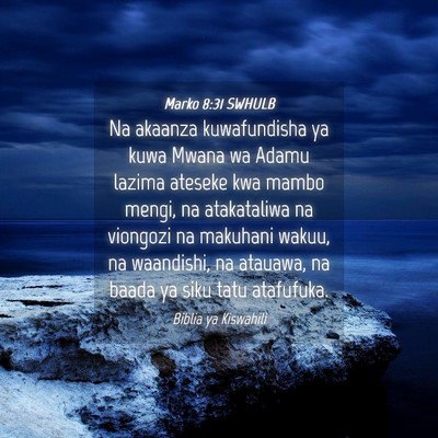 Picture 04 - Marko 8:31 SWHULB - Na akaanza kuwafundisha ya kuwa Mwana wa Adamu - Bible Verse Picture
