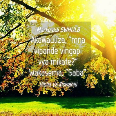 Picture 04 - Marko 8:5 SWHULB - Akawauliza, “mna vipande vingapi vya mikate?” - Bible Verse Picture