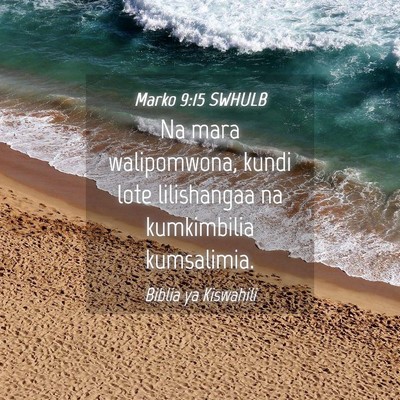 Picture 04 - Marko 9:15 SWHULB - Na mara walipomwona, kundi lote lilishangaa na - Bible Verse Picture