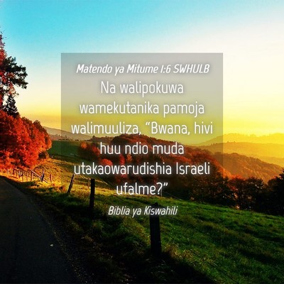 Picture 04 - Matendo ya Mitume 1:6 SWHULB - Na walipokuwa wamekutanika pamoja walimuuliza, - Bible Verse Picture