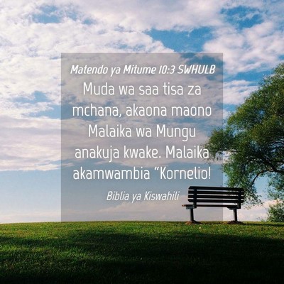Picture 04 - Matendo ya Mitume 10:3 SWHULB - Muda wa saa tisa za mchana, akaona maono Malaika - Bible Verse Picture